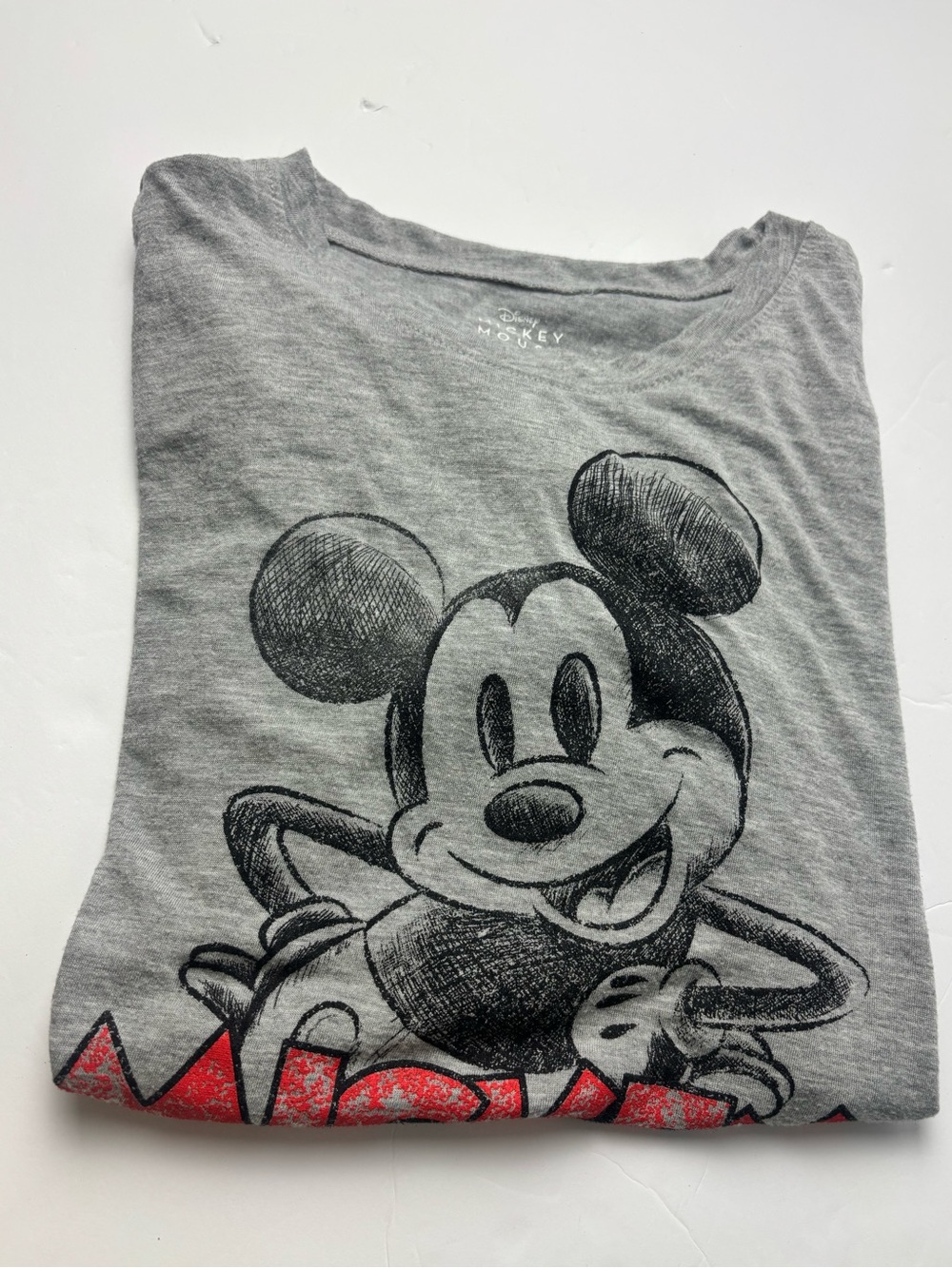 Disney Gray The one & only Mickey Mouse Short Sleeve Tee with Red Accent